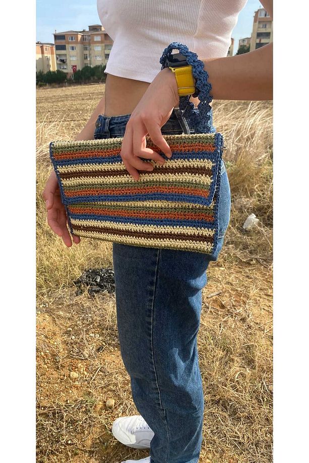 Kağıt Ip Multi Color Cluch, El Çantası (ASTARLIDIR) - 2