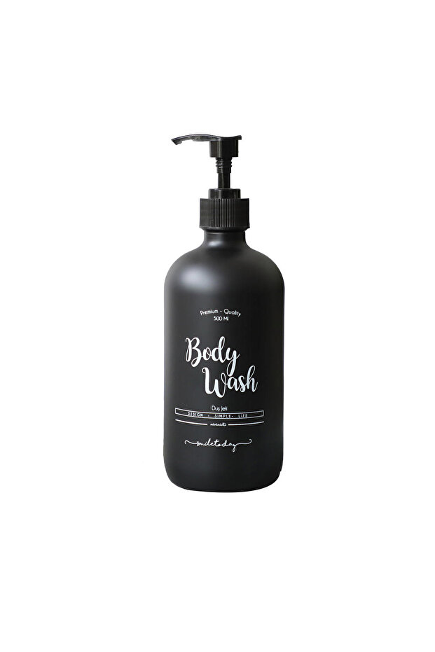Black Glass Shower Gel Bottle - 500 Ml (body Wash)