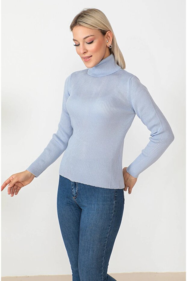 Women's Camisole Blue Ribbed Winter Sweater