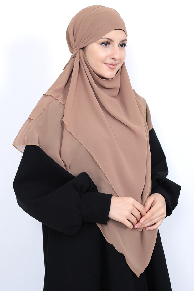 Ready Tied Three Layer Triangle Hijab Souffle - 2