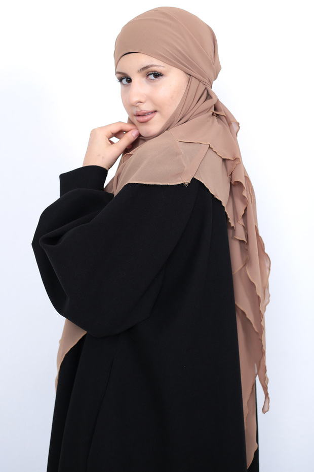 Ready Tied Three Layer Triangle Hijab Souffle - 4