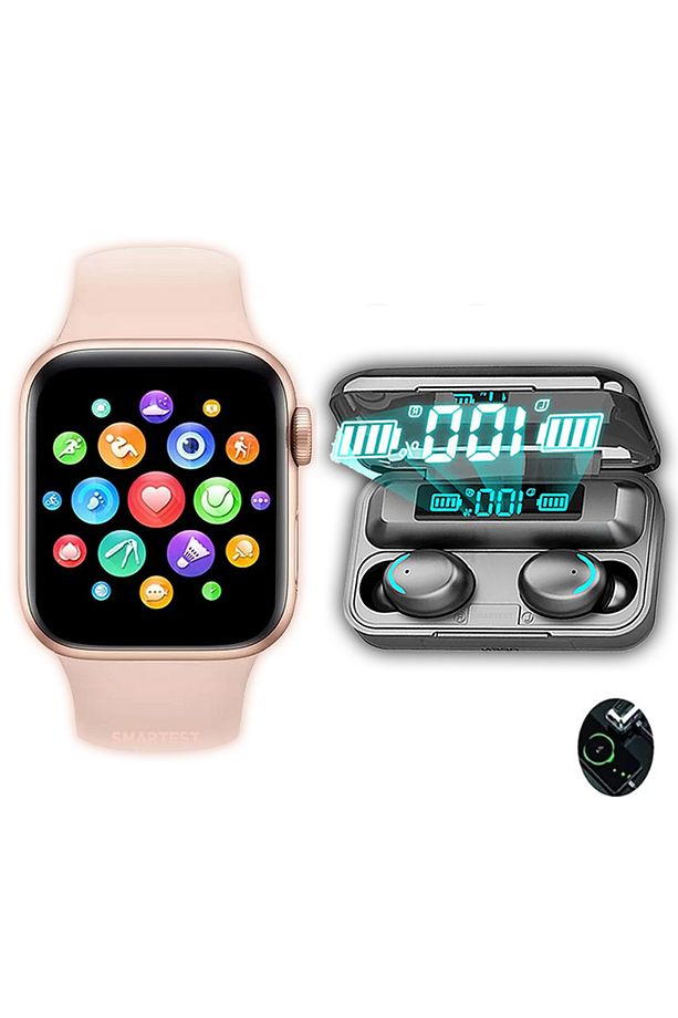 Akıllı Saat Plus Dokunmatik Kablosuz Bluetooth Kulaklık Ikili Özel Set Ios Android - 1