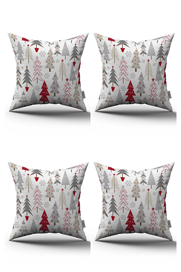 Red New Year Themed Digital Printed Throw Pillow Cover Set of 4 4Kmbs-Cgh928