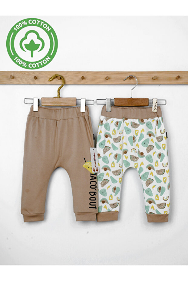 Baby 100% Cotton Elastic Leg Set of 2 Single Bottoms 3-18 Months