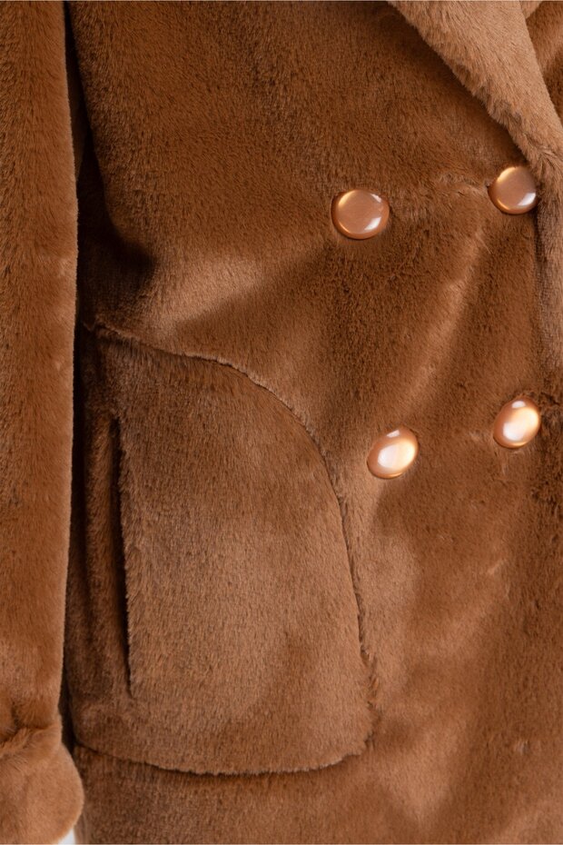 Peluş Düğmeli Kaban - 3