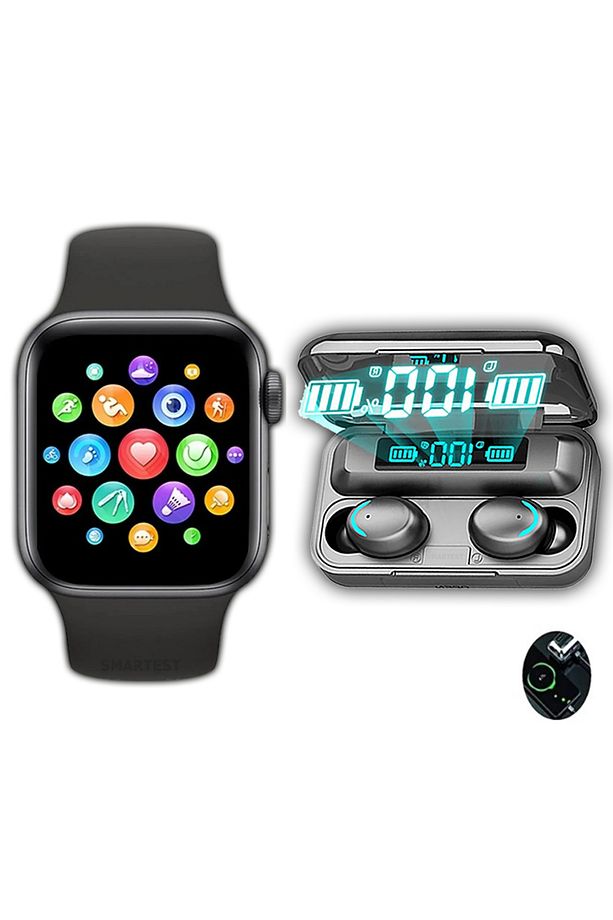 Akıllı Saat Plus Dokunmatik Kablosuz Bluetooth Kulaklık Ikili Özel Set Ios Android - 1