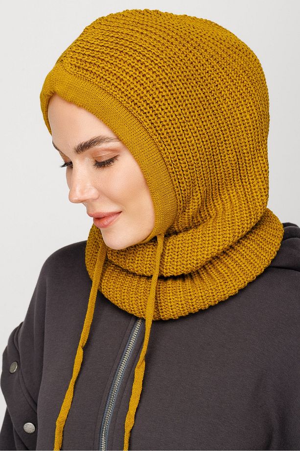 Zeytin Yeşili Balaclava Triko Başlık - 3