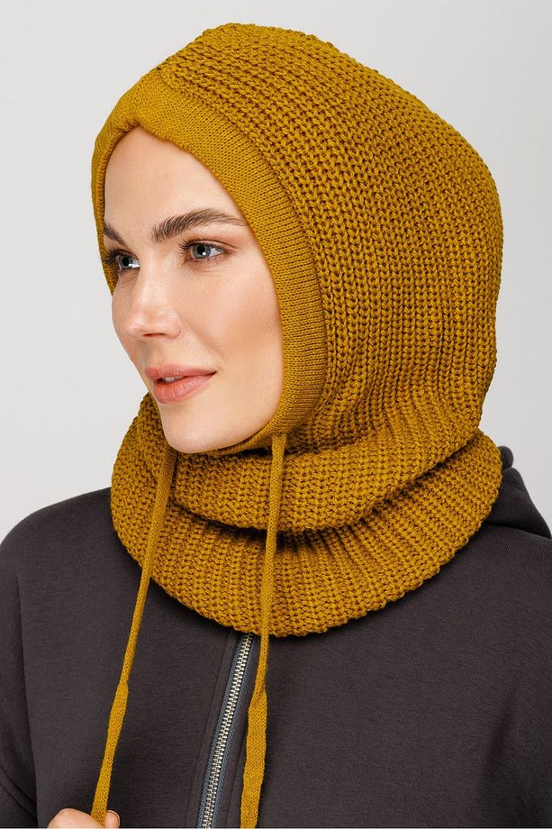 Zeytin Yeşili Balaclava Triko Başlık - 4