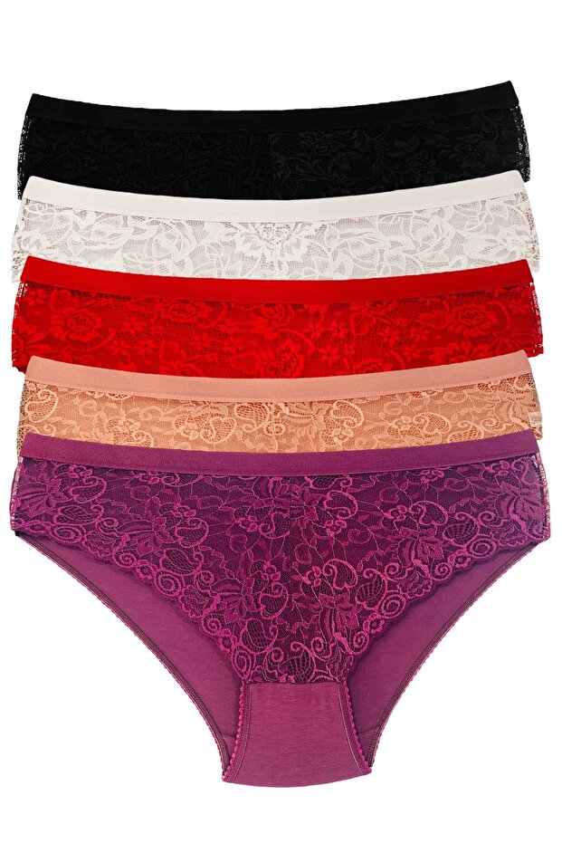 High Waist Belted Bato 5-Piece Panties 5345-1