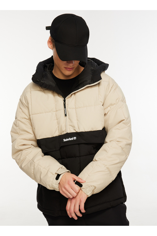 Beige Men's Hooded Coat TB0A6JUDDZ71_Pullover Puffer Jacket