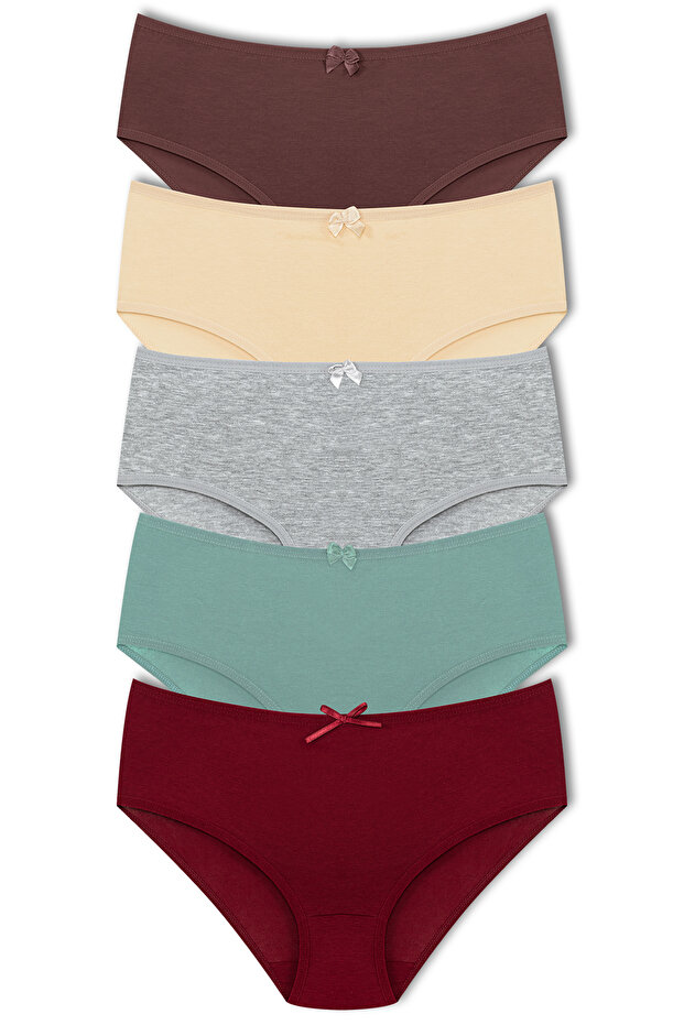 5-Piece Cotton High Waist Large Size Bato Women's Panties