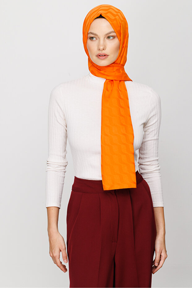 Silky Jacquard Wave Pattern Shawl - 2