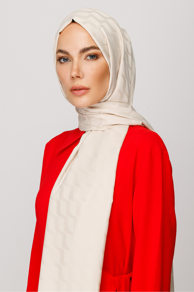 Wave Pattern Silky Jacquard Shawl - 5