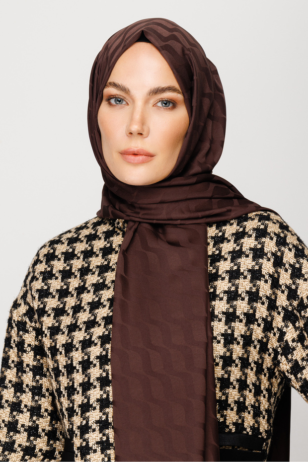 Wave Pattern Silky Jacquard Shawl - 6