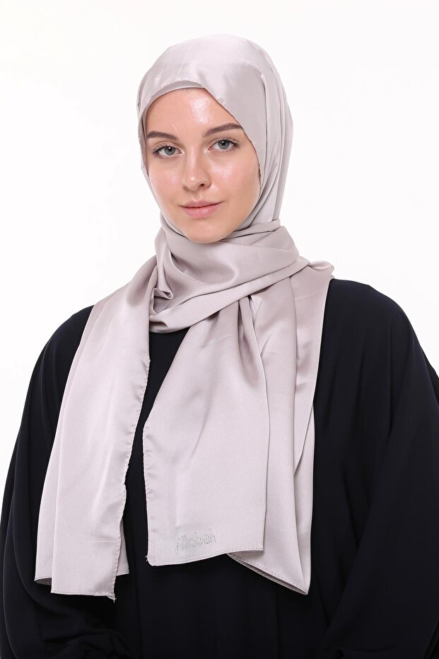 Women's Plain Crepe Satin Shiny Luxury Evening Dress Shawl-Light Mink
