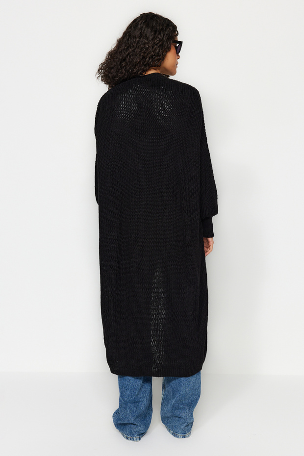 Siyah Maxi Basic Geniş Kalıp Triko Hırka TWOAW24HI00096 - 5
