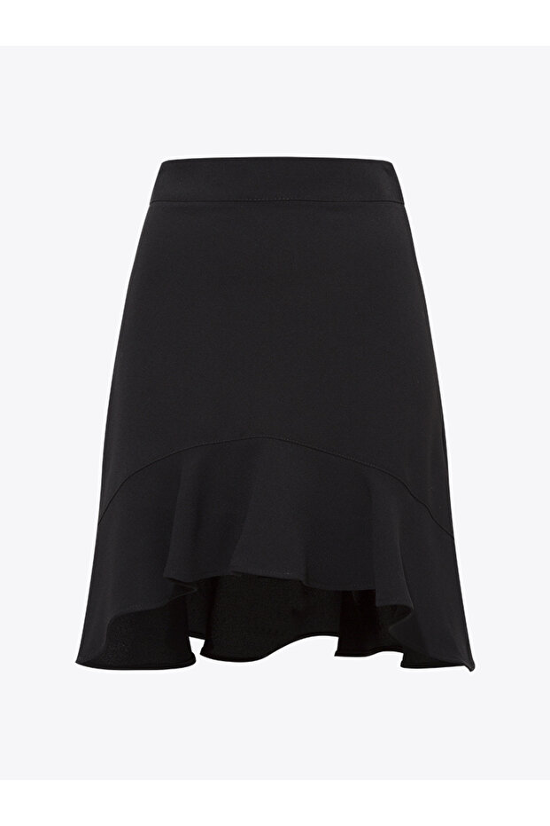 Volanlı Mini Etek - Siyah - 2
