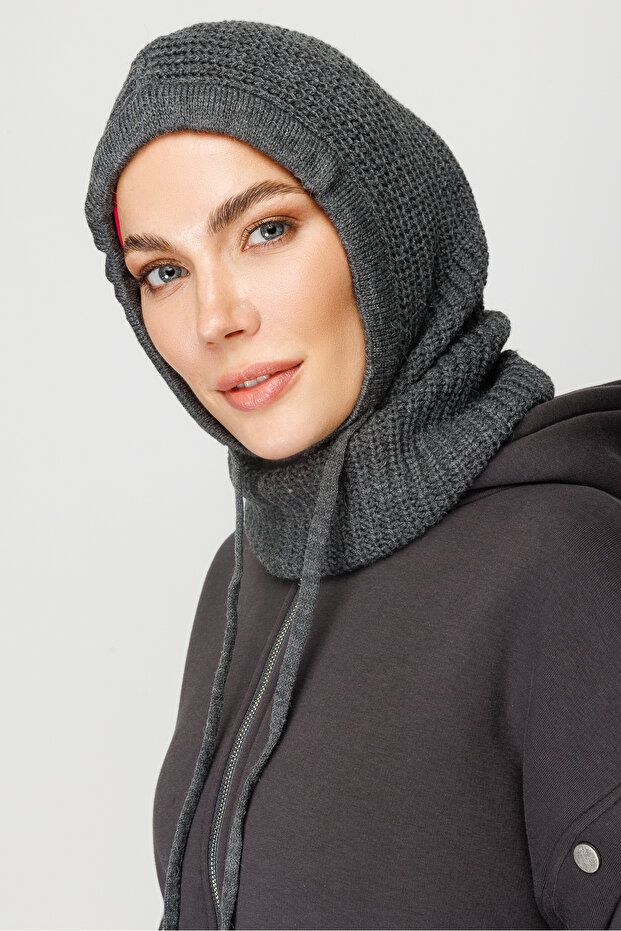 Füme Balaclava Triko Başlık - 1