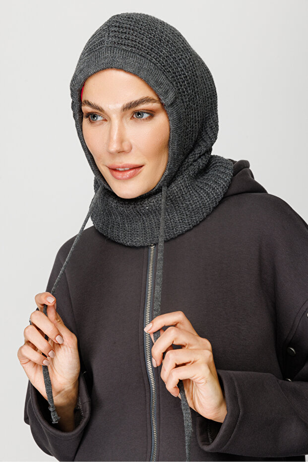 Füme Balaclava Triko Başlık - 2