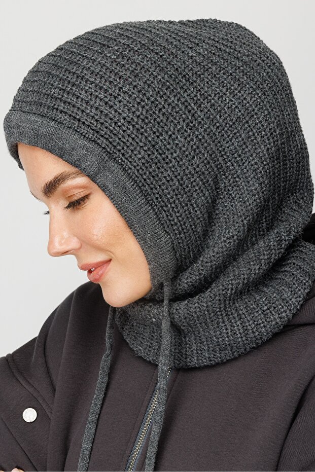 Füme Balaclava Triko Başlık - 6