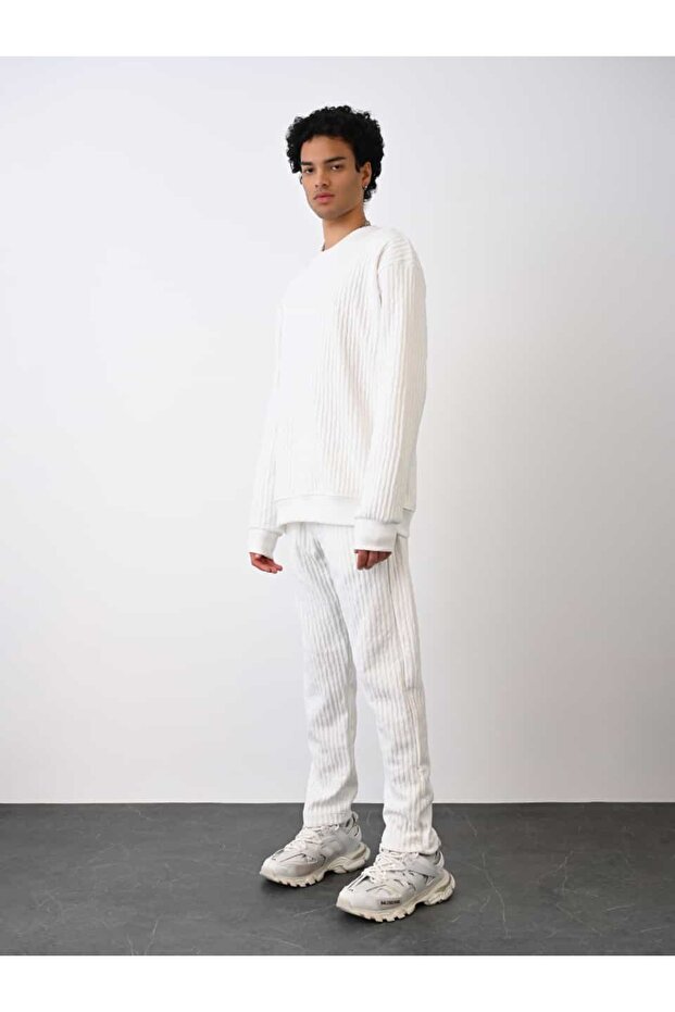 CREATIVE NAKIŞ İŞLEMELİ ÜÇ İPLİK SWEAT OVERSİZE UNİSEX - 4