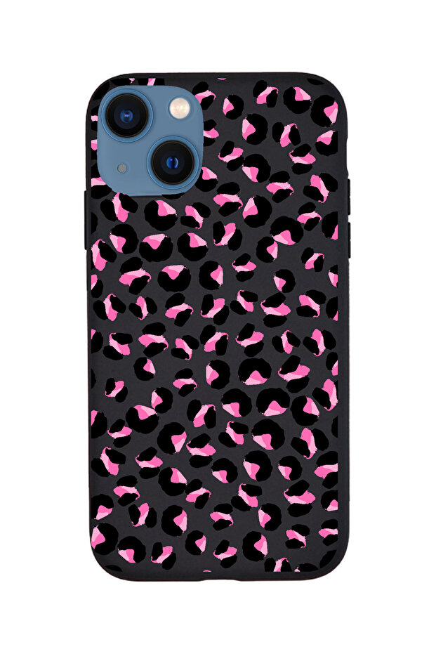 حافظة هاتف فاخرة لهاتف آيفون 14 باللون الوردي بطبعة الفهد - 1