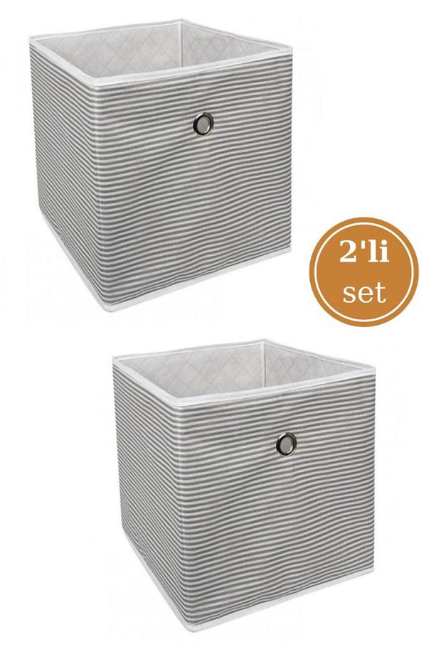 2 Adet Raf Organizer, Çok Amaçlı Saklama Kutusu, Çamaşır Oyuncak Düzenleyici 30x30x30 Cm 2’li Set - 3