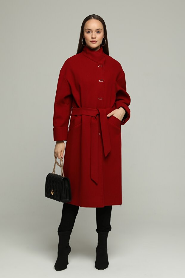 Women's Lined Snap-On Magnifying Collar Stamp Coat