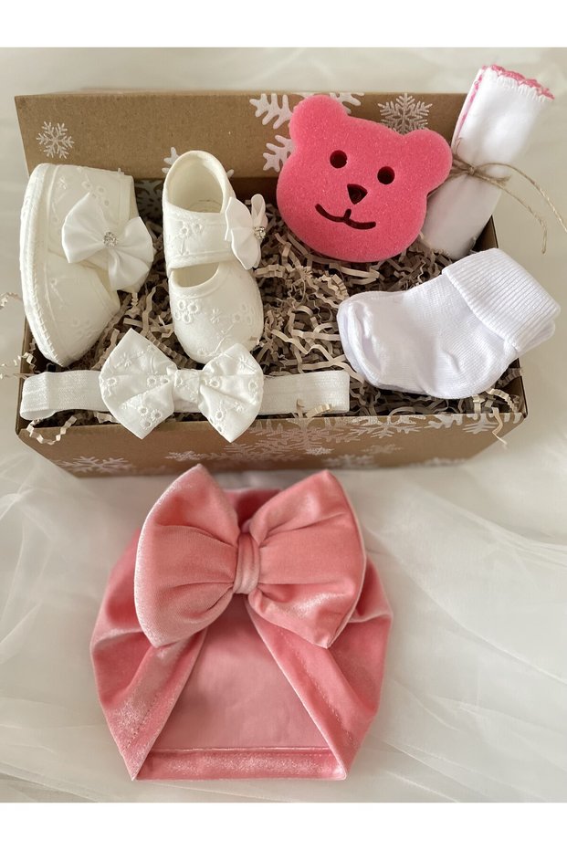 Baby Girl Hair Cap Set / Newborn Gift /