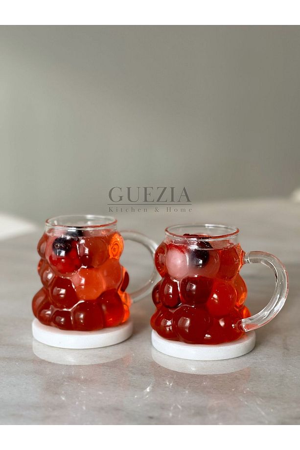 Kulplu Üzüm Bardak | Boncuk Şekilli Bardak | Kahve Ve Sunum Bardağı | 400 ML | 2 ADET - 3