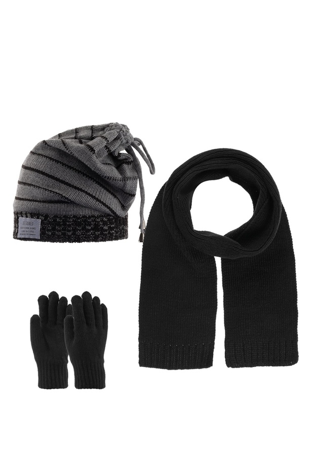 9-15 Years Old Boy Scarf Beret Glove 3 Piece Set