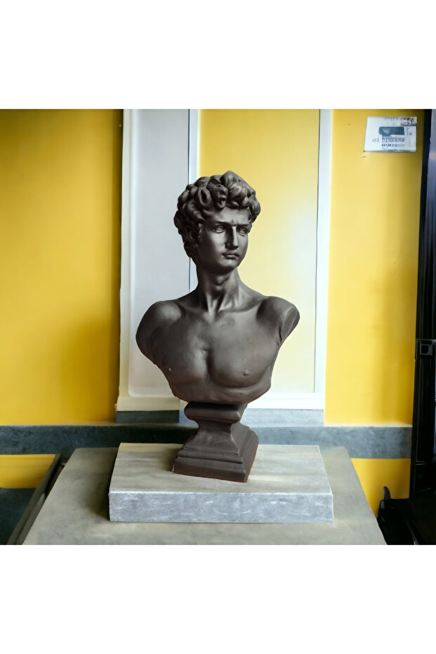 Dev Boy Mat Siyah Davut Büst Heykeli - Polyester - 4