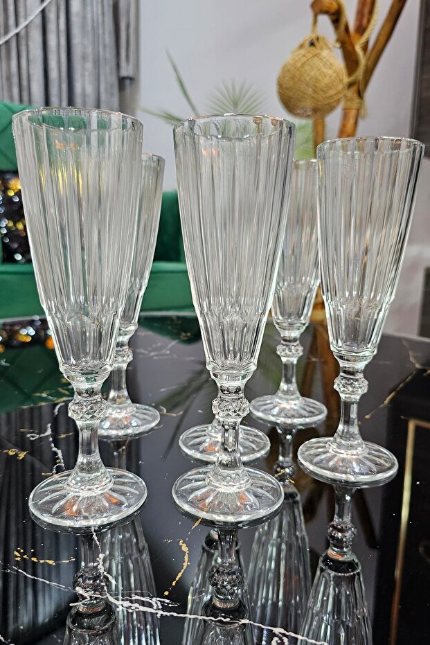 Set of 6 Footed Coffee and Soft Drink Glasses | Glass Cup with Crystal Foot