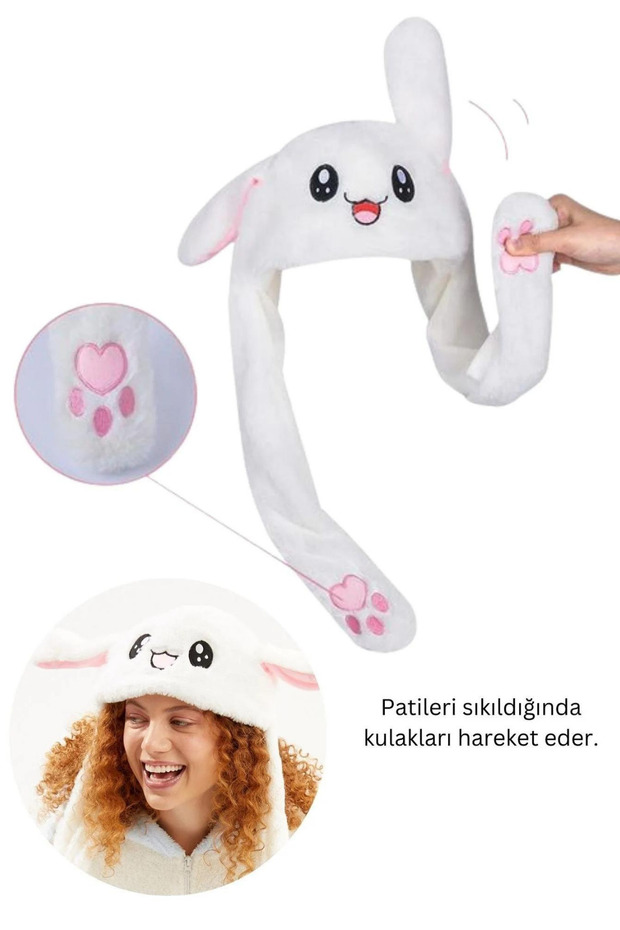 Plush Rabbit Hat That Moves Ears - 6