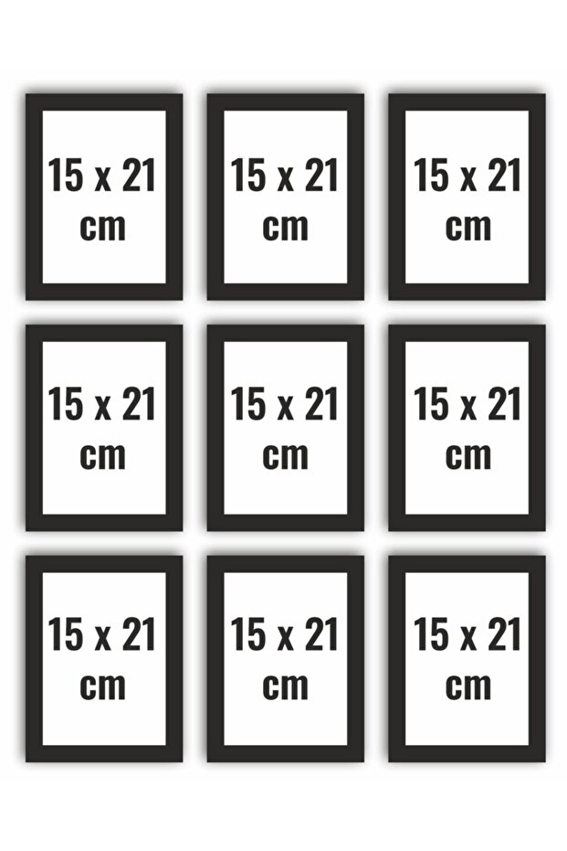 Pvc Camlı Siyah Çerçeve Seti 9 Adet A5 15cmx21cm - 1