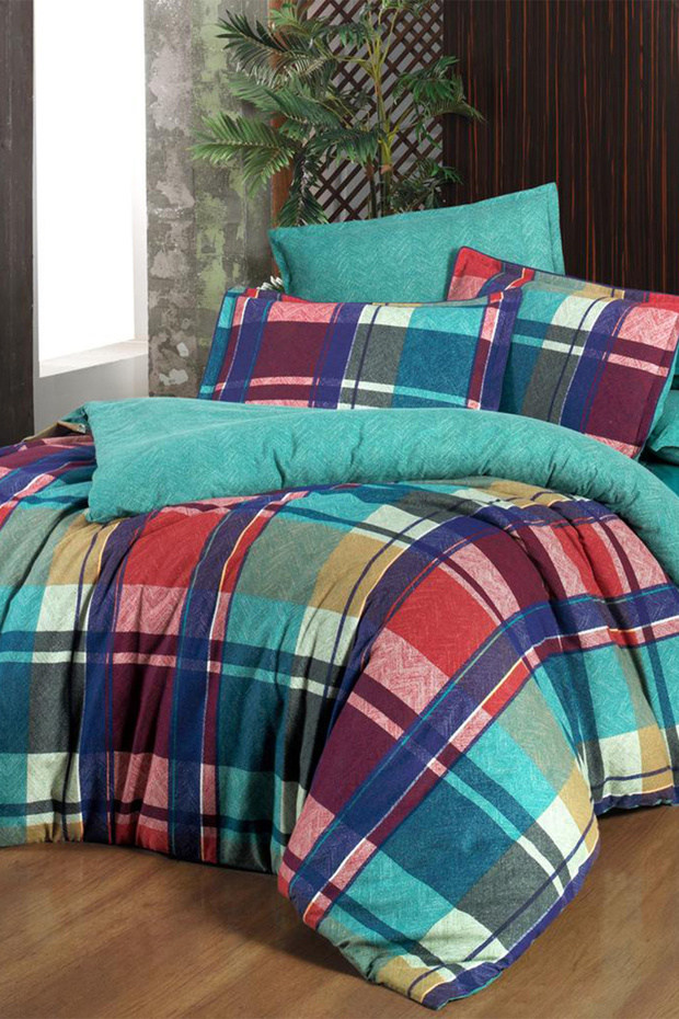 Markis Yeşil Tek Kişilik %100 Pamuk Flanel (Pazen) Nevresim Takımı - 1