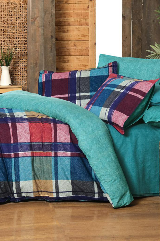 Markis Yeşil Tek Kişilik %100 Pamuk Flanel (Pazen) Nevresim Takımı - 3