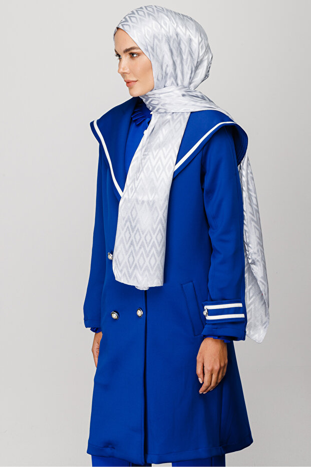 Tile Pattern Shiny Jacquard Shawl - 3