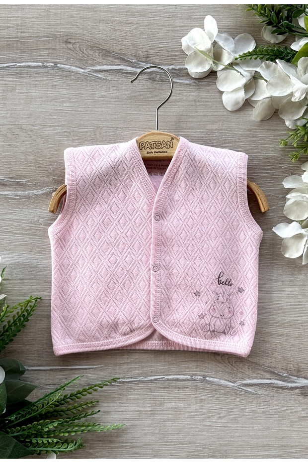 Quilted Seasonal Baby Vest Hippo Ecru Pink Blue