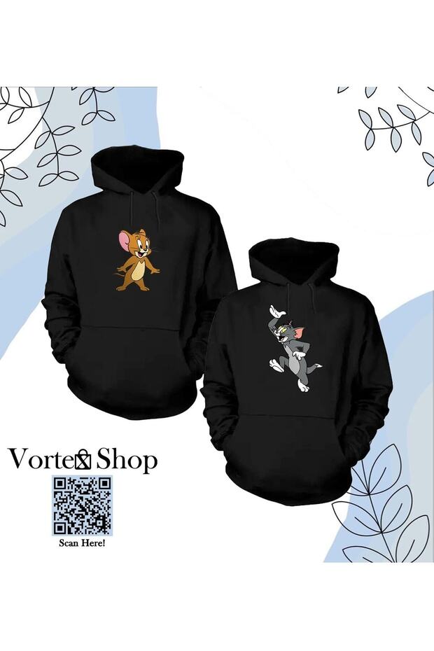 Dear Couple Combination Tom And Jerry Design Hooded Sweatshirt Set of 2