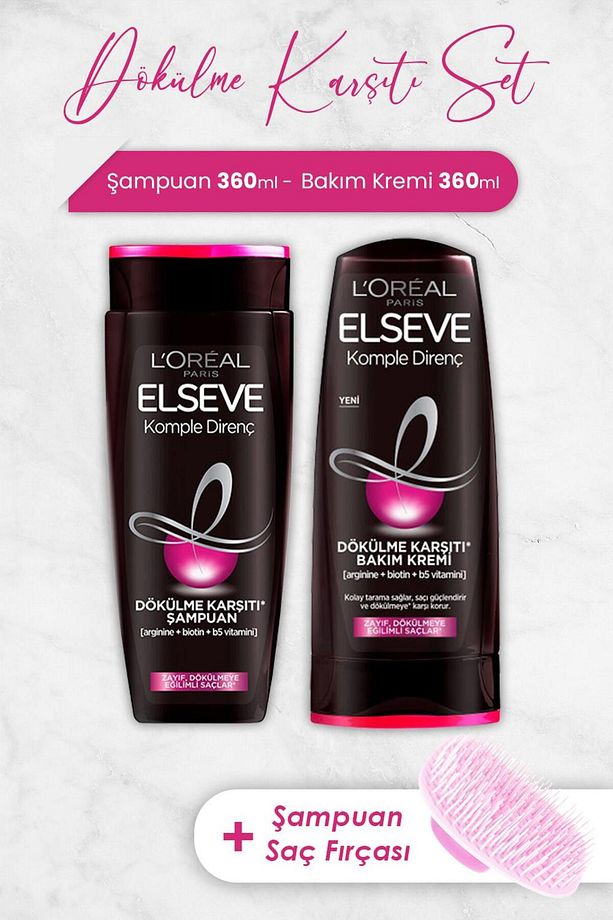 Komple Direnç Şampuan 360 Ml, Bakım Kremi 360 ml Ve Şampuan Fırçası - 1