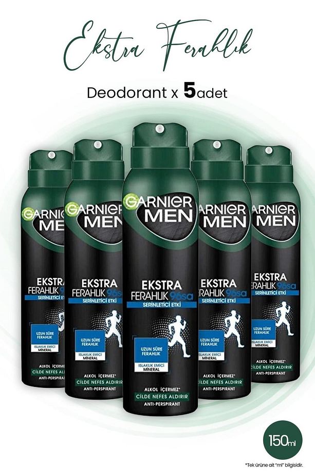 Men Ekstra Ferahlık 96h Deodorant 150 ml X 5 Adet - 1