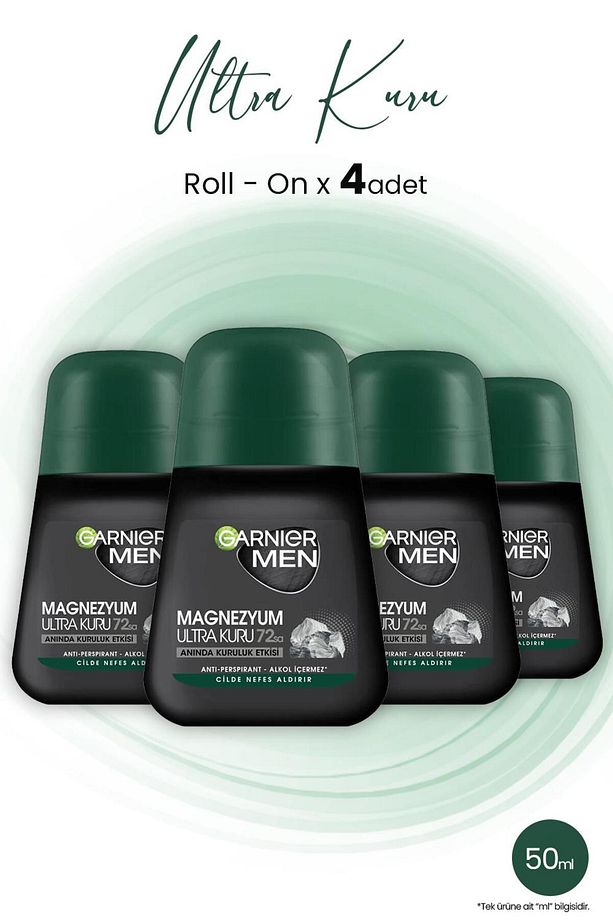 Men Magnezyum Roll On Ultra Kuru 72 Saat 50 ml X 4 Adet - 1