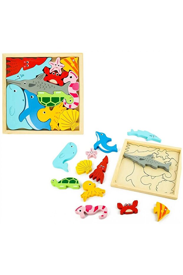 Wooden Cartoon 3D Jigsaw Puzzle Montessori Cognitive Matching