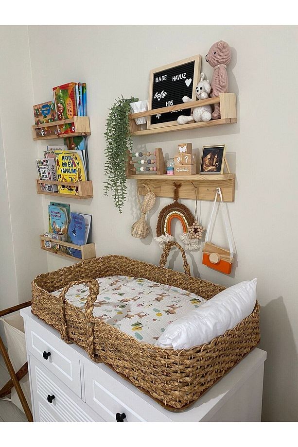 Hasır Bambu Rattan Puset Bebek Bezi Değiştirme Puset ( Minder Yastık Dahil Değildir) - 3