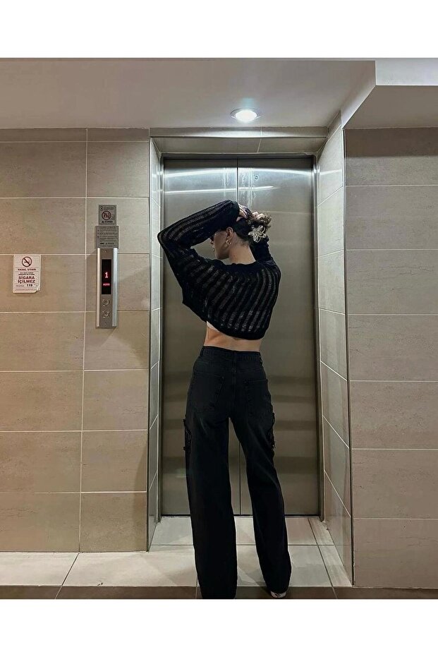 Limited Edition Y2k Gri Yıkamalı Kot Kumaş Yıldız Desen Modelli Unisex Baggy Pantolon - 2