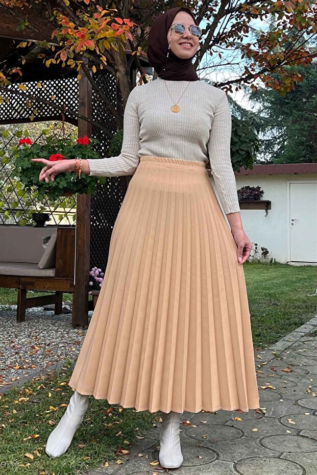 Minel Bisküvi Plise Etek - 2