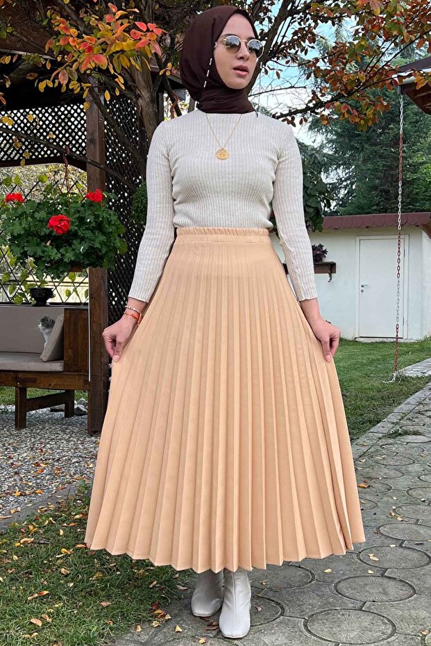 Minel Bisküvi Plise Etek - 3