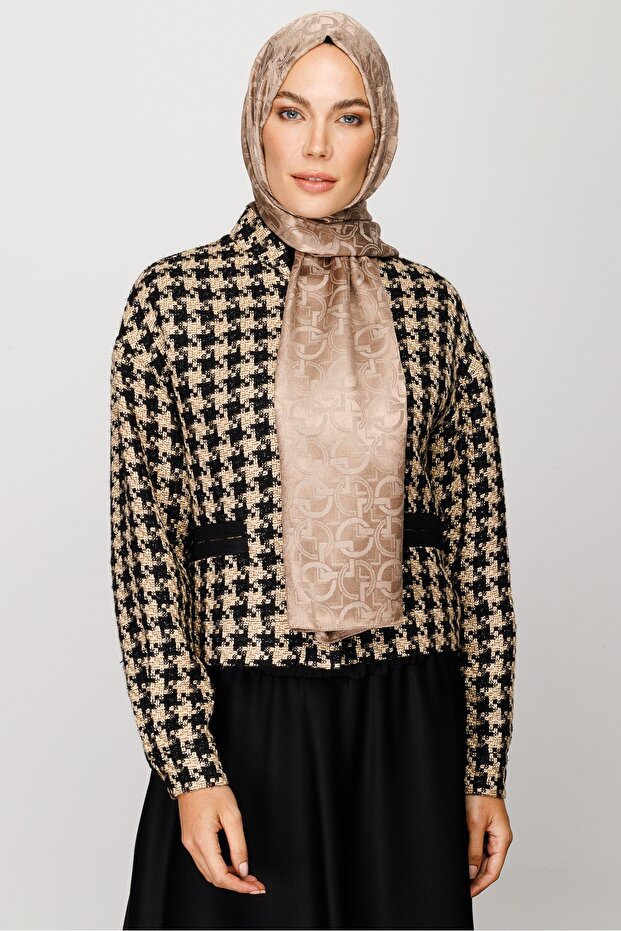 Shiny Jacquard Patterned Longar Shawl - 2