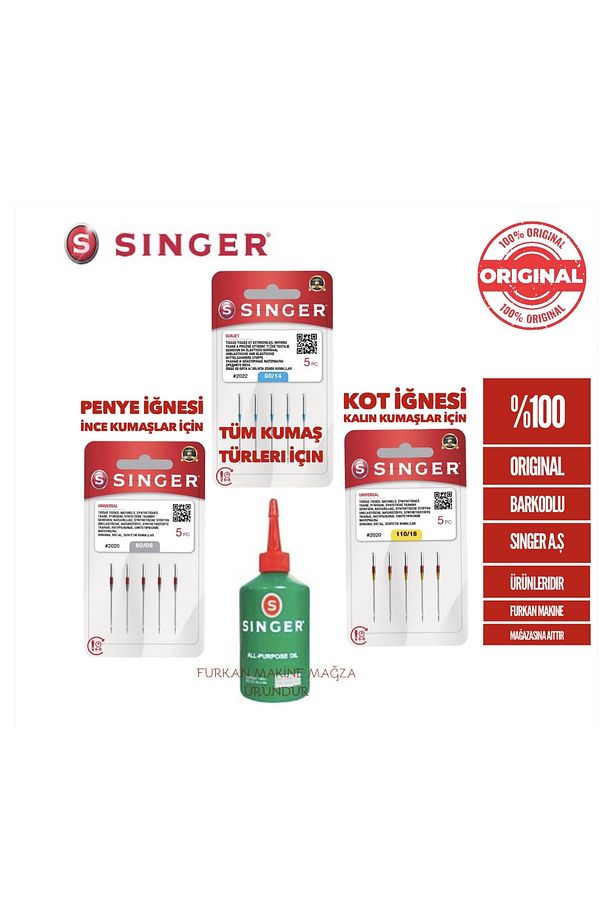 Ev Tipi Dikiş Makine İğneleri ve 100 ml Yağ - 1
